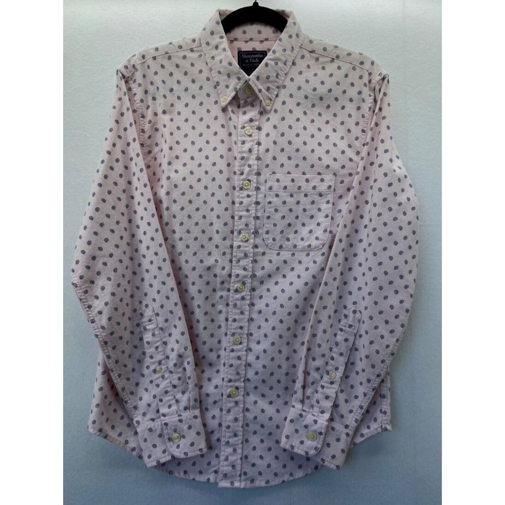 ABERCROMBIE FITCH Long Sleeve Mens Paisley Pink Button Up Shirt‎ Small